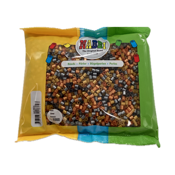 NABBI Rörpärlor - 6000 st, Guld - Silver - Brons mix