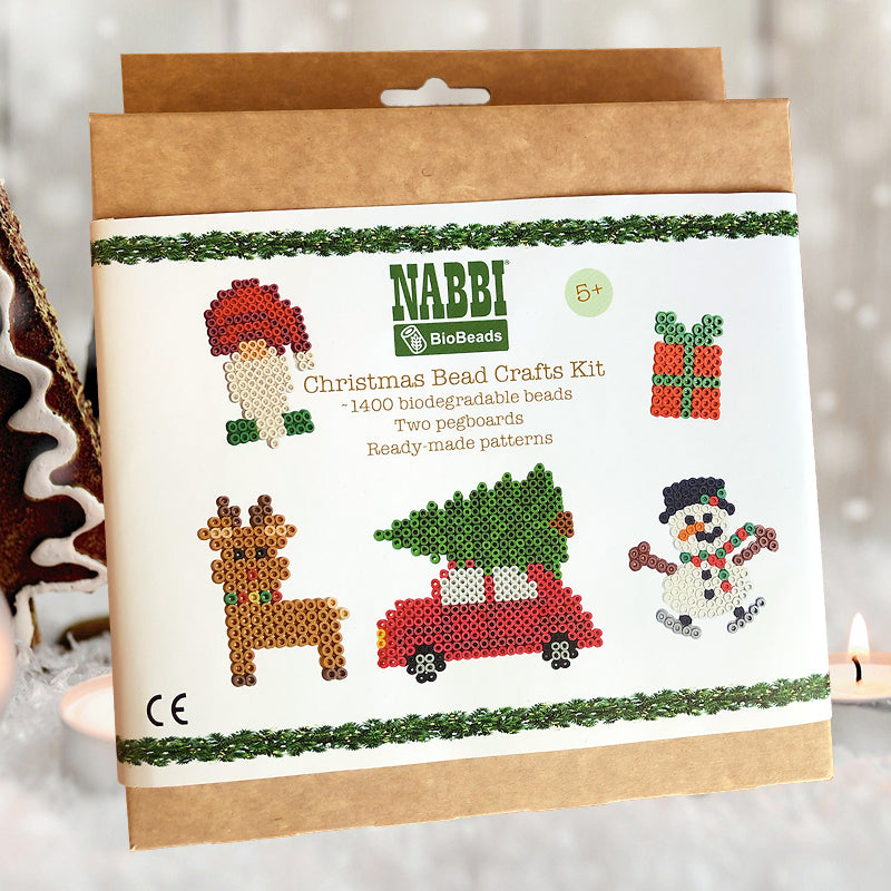 NABBI BioBeads - Weihnachtsbastelset mit Perlen, Steckplatten und Mustern