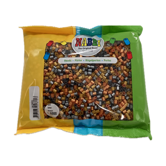 NABBI Rörpärlor - 6000 st, Guld - Silver - Brons mix