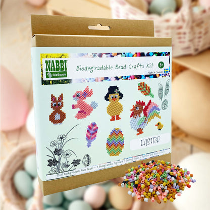 NABBI BioBeads - Ostern Bastelset mit Perlen, Steckplatten und Mustern